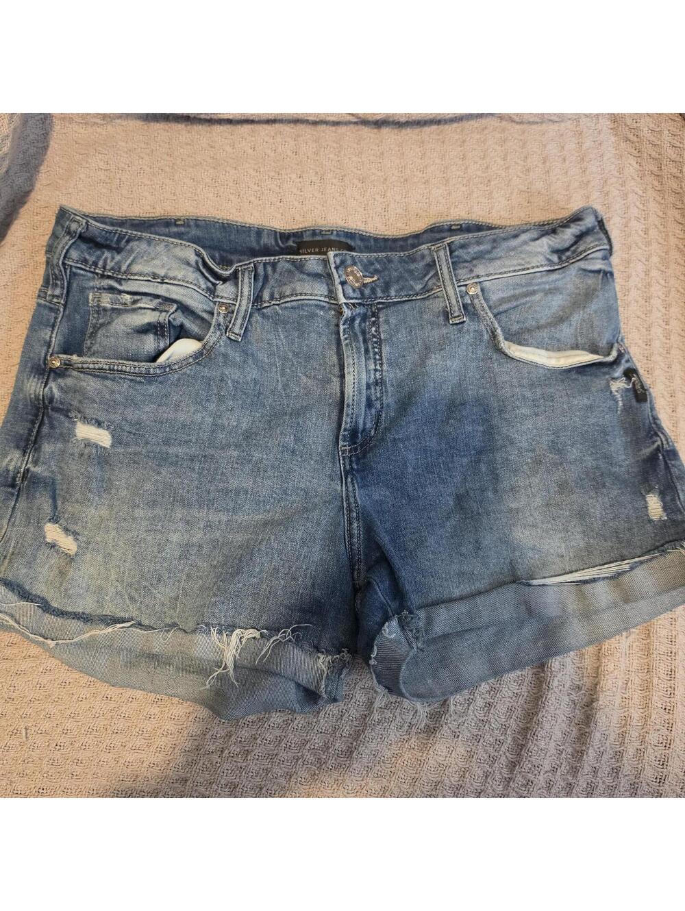Silver Jeans Co. Boyfriend Distressed Denim Shorts Waist 32 in.